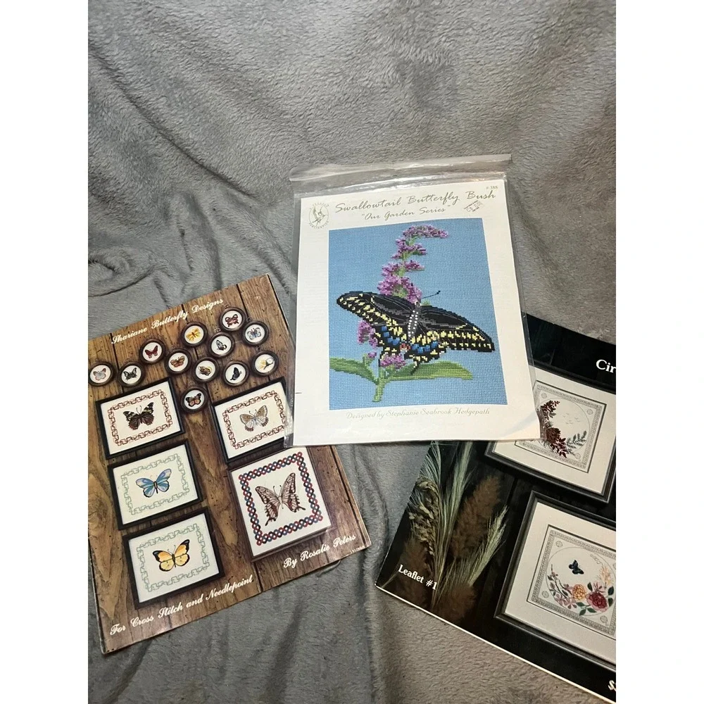 Vintage Cross Stitch Pattern Lot 3 Butterfly Sampler Booklets Shariane Circles